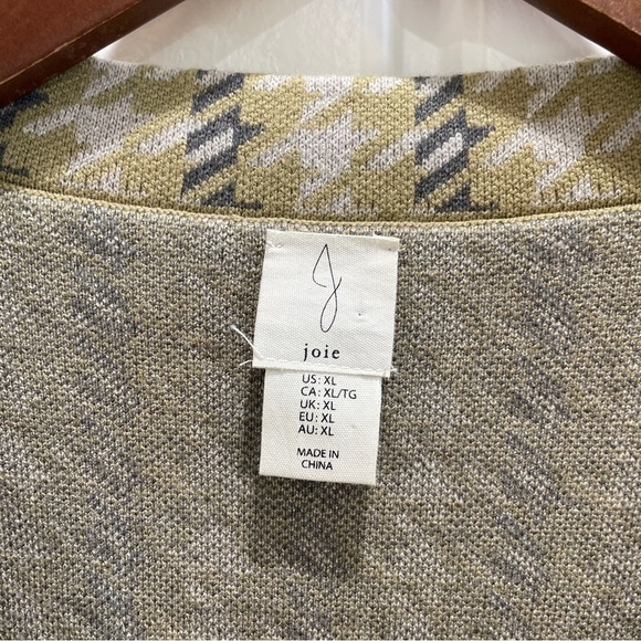 Joie Houndstooth Double Breasted Knit Cardigan Olive Green XL - Picture 5 of 7